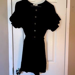 Black romper with tie in front